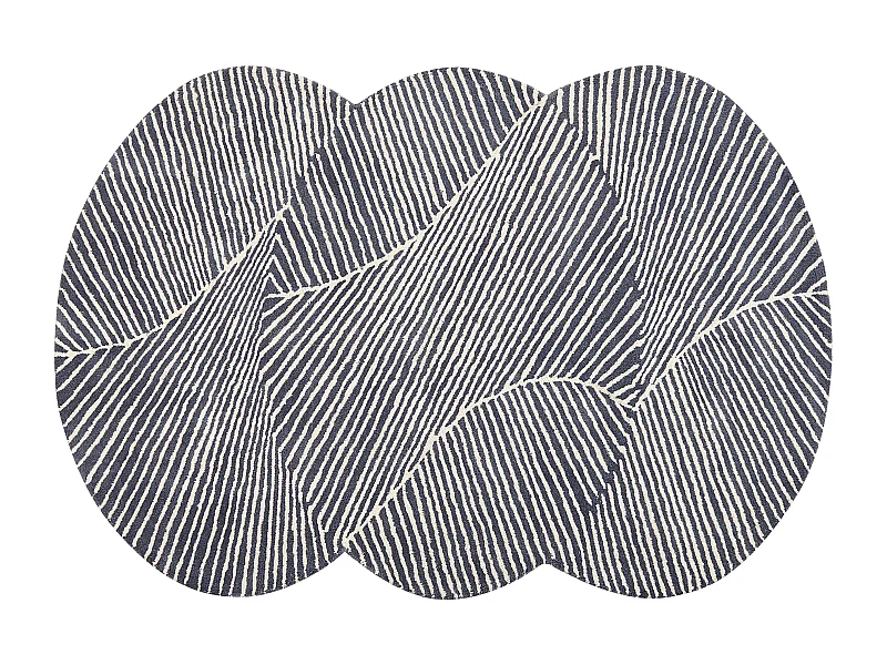 Teppich Wolle gestreift oval 140 x 200 cm weiß / graphitgrau modern Zabol
