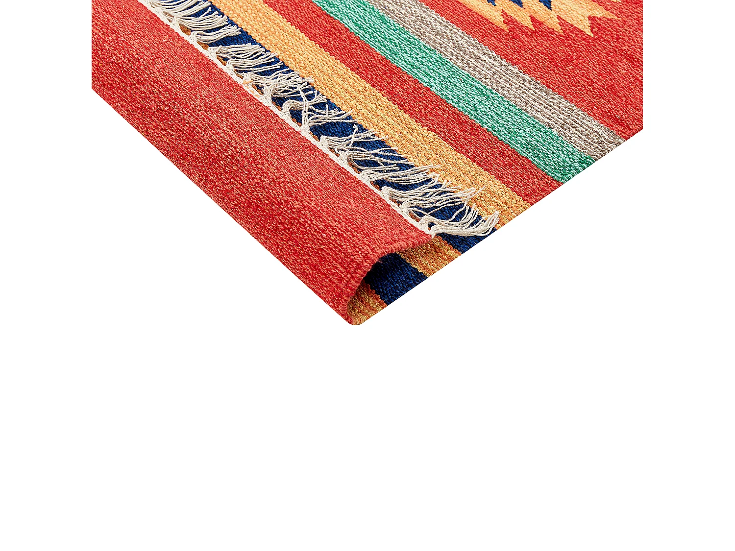 Alfombra kilim de algodón azul/rojo/naranja 140 x 200 cm HATIS