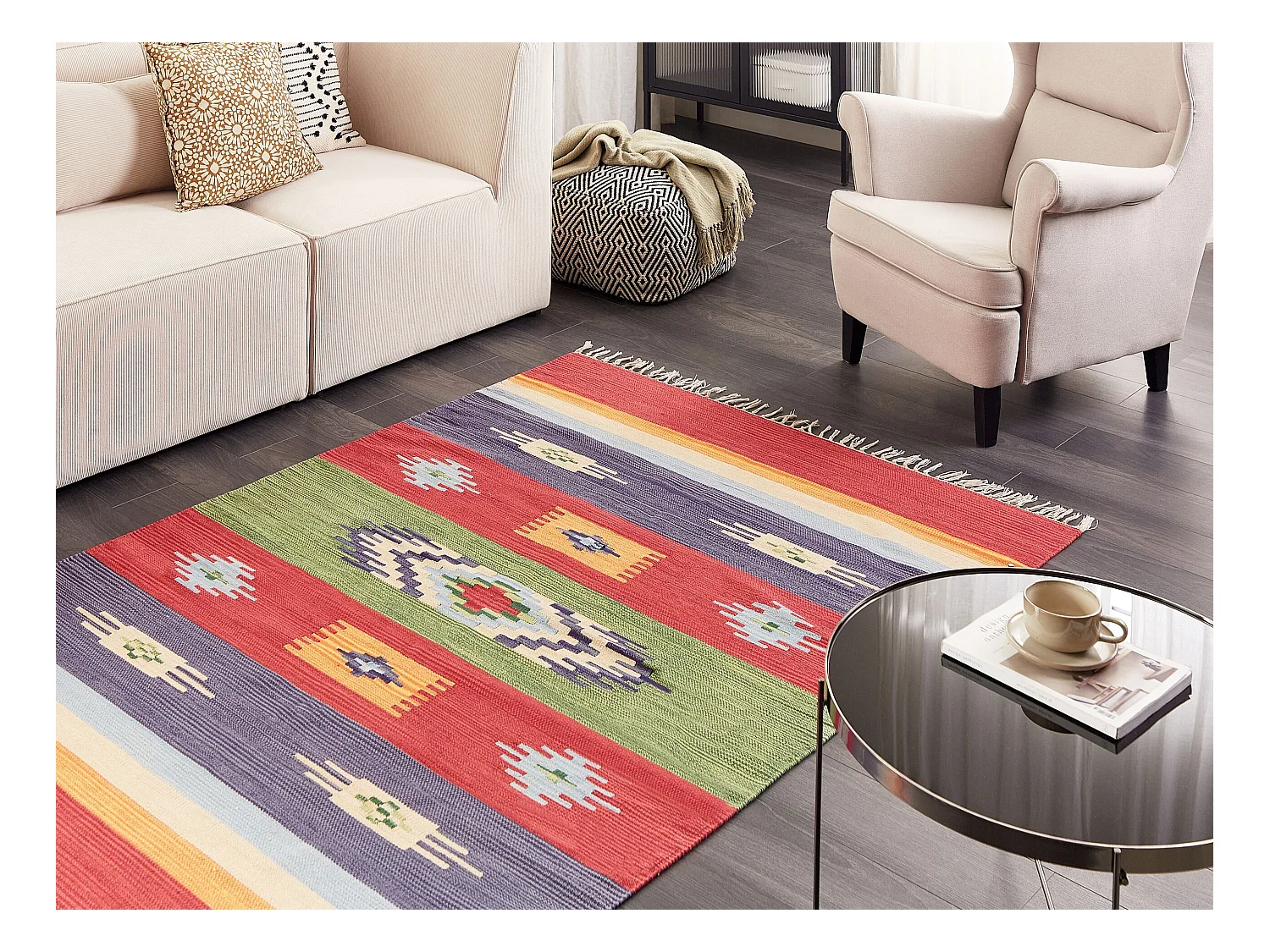 Tapis KAMARIS Multicolore 140 x 200 cm Coton Kilim