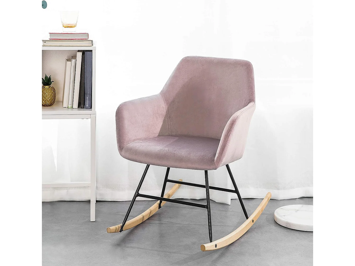 Chaise à Bascule avec Accoudoirs Fauteuil de Relaxation Pieds Confortable Haute qualité Élégant (Rose),SoBuyFST68-P