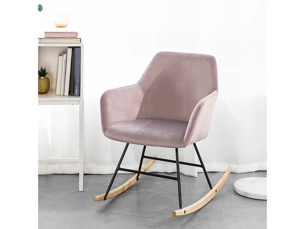 Chaise à Bascule avec Accoudoirs Fauteuil de Relaxation Pieds Confortable Haute qualité Élégant (Rose),SoBuyFST68-P