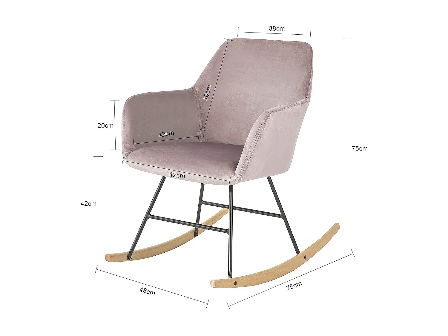 Chaise à Bascule avec Accoudoirs Fauteuil de Relaxation Pieds Confortable Haute qualité Élégant (Rose),SoBuyFST68-P