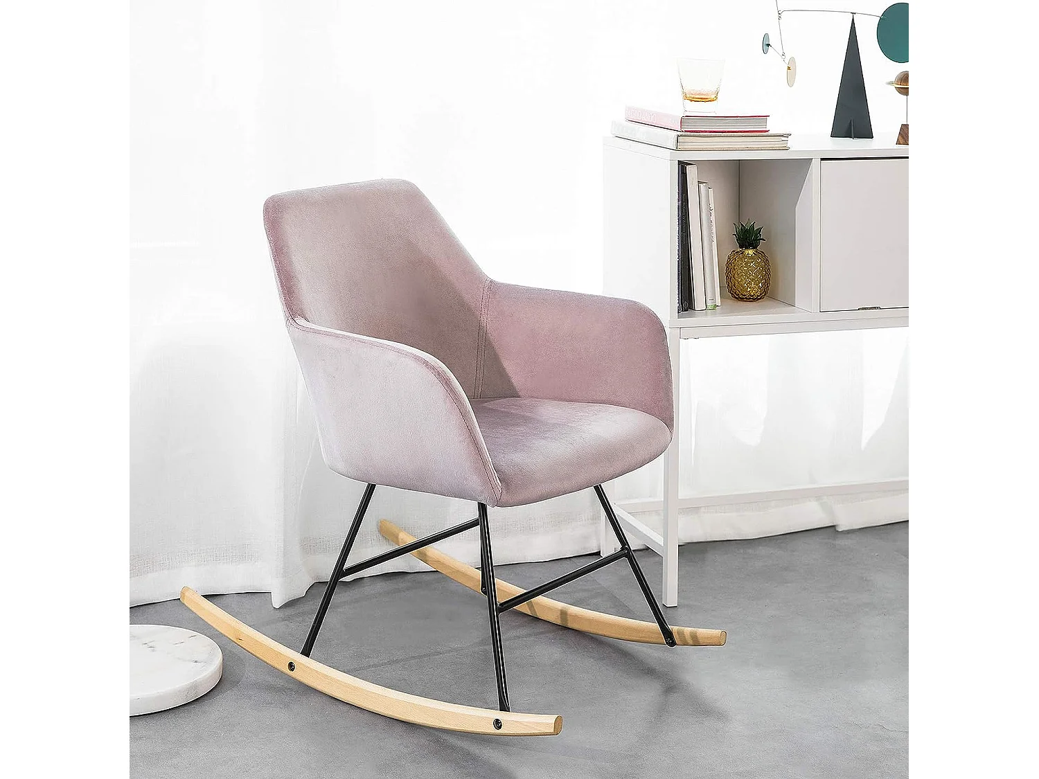 Chaise à Bascule avec Accoudoirs Fauteuil de Relaxation Pieds Confortable Haute qualité Élégant (Rose),SoBuyFST68-P