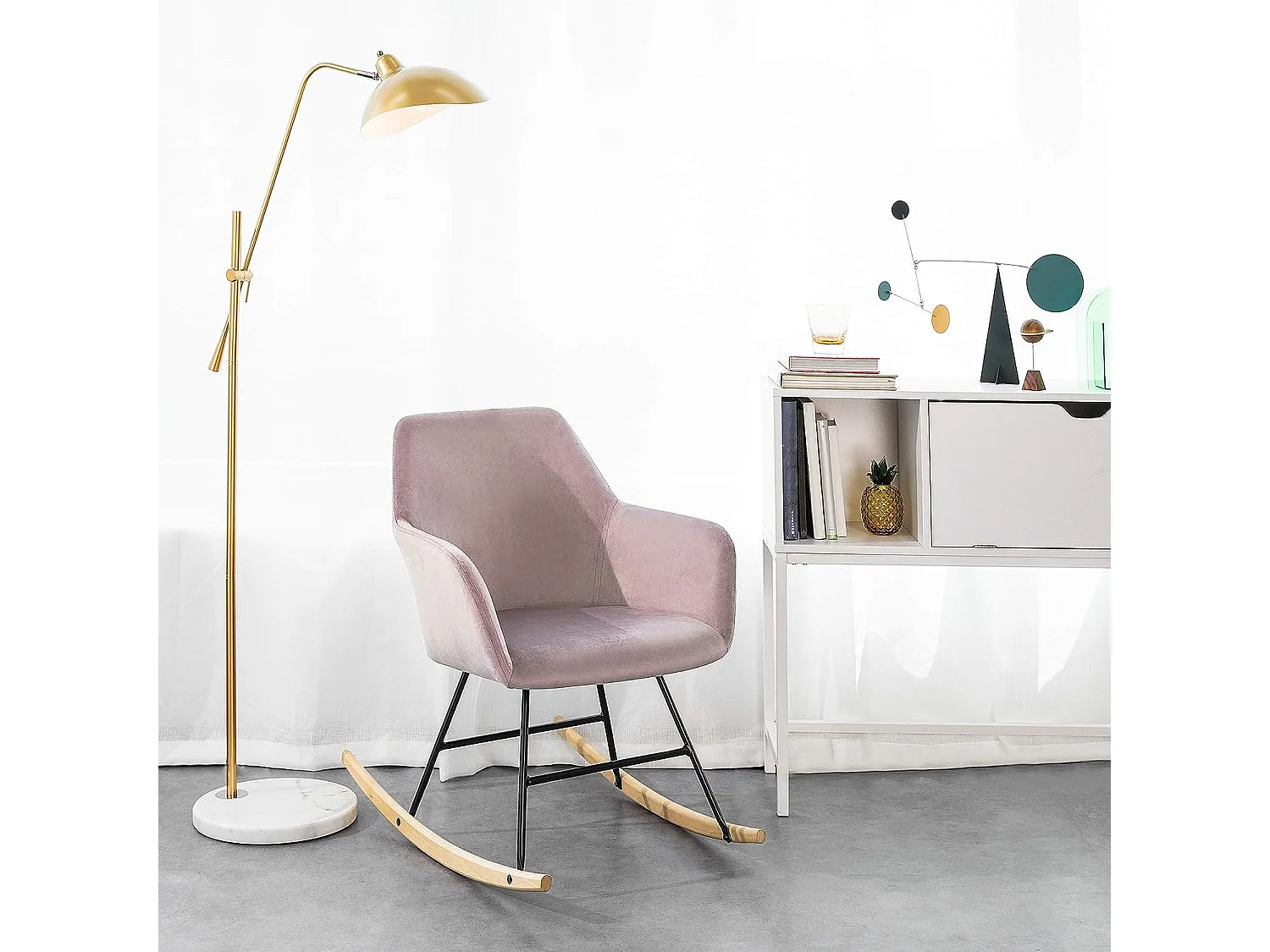 Chaise à Bascule avec Accoudoirs Fauteuil de Relaxation Pieds Confortable Haute qualité Élégant (Rose),SoBuyFST68-P