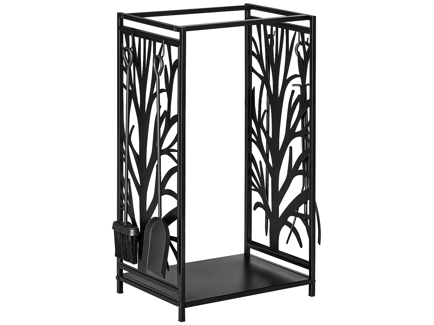 Estante para leña negro 46x30x70 cm HOMCOM