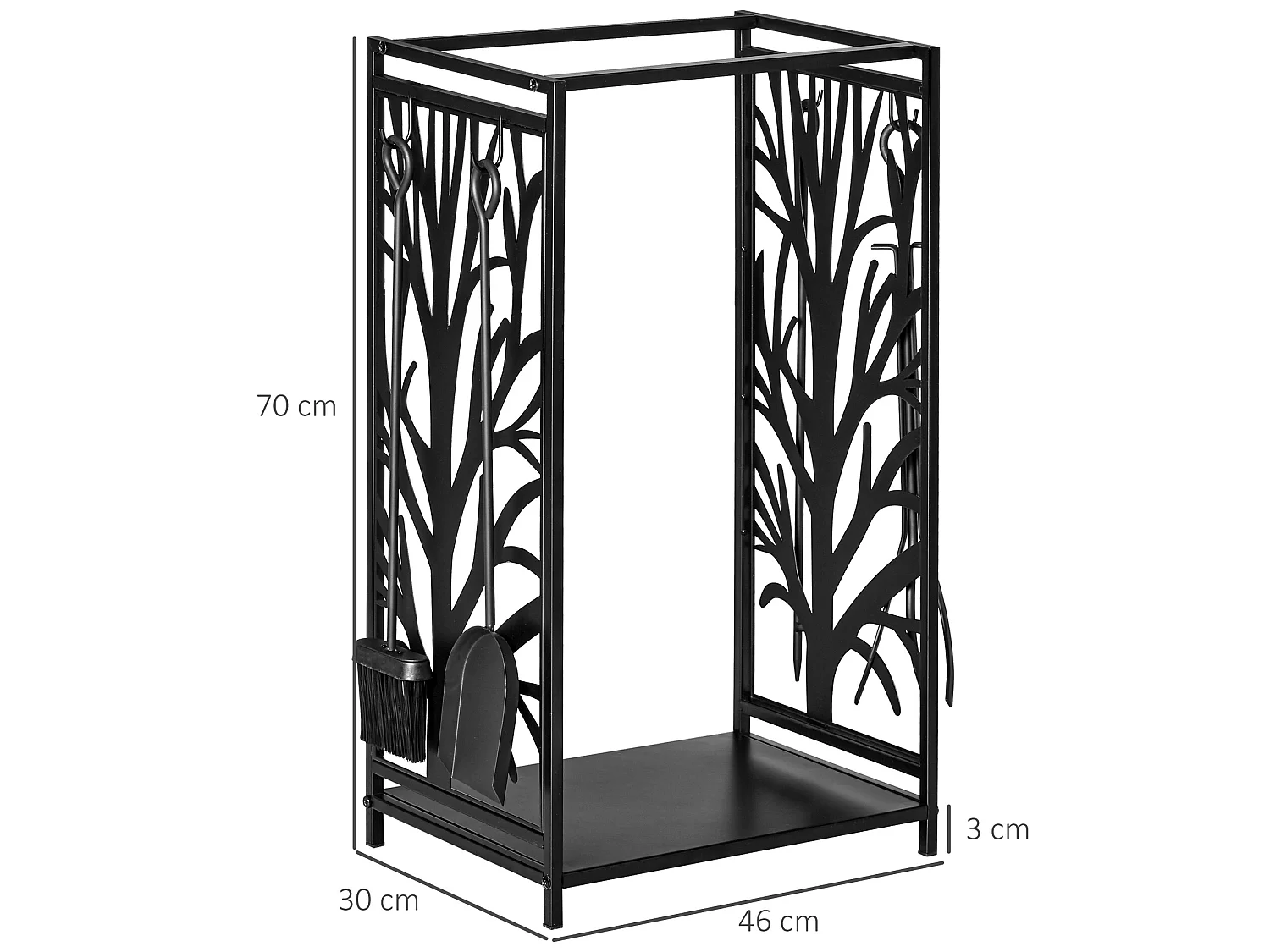 Estante para leña negro 46x30x70 cm HOMCOM