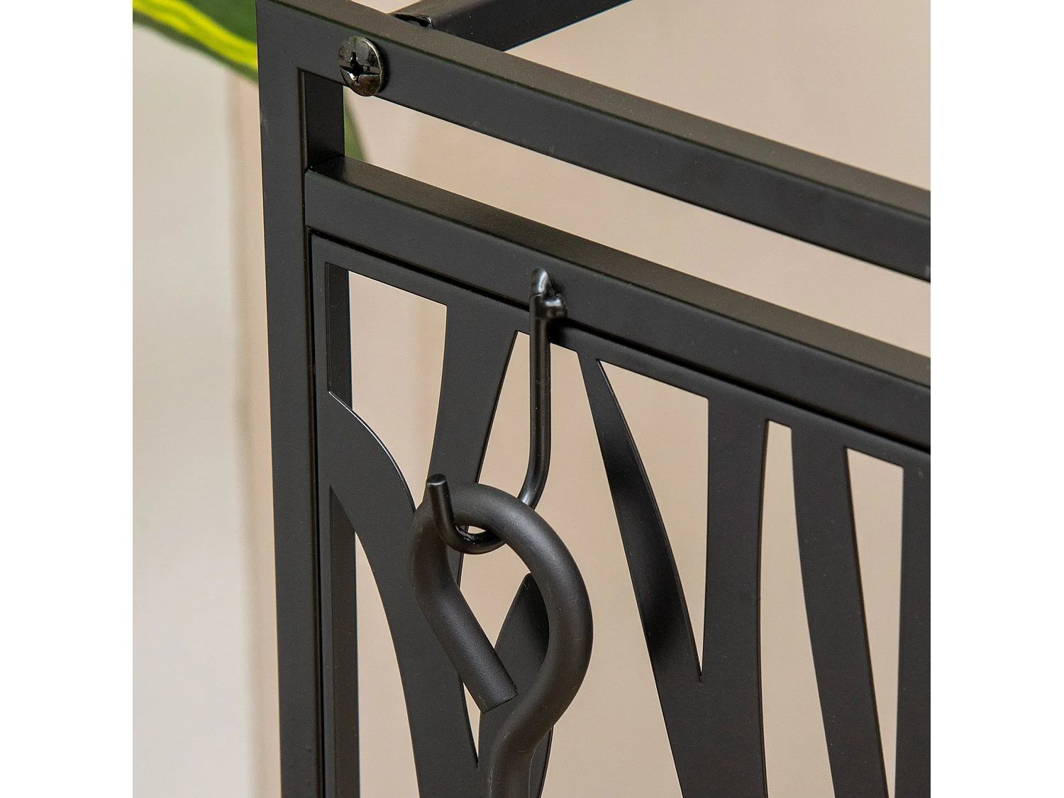 Estante para leña negro 46x30x70 cm HOMCOM