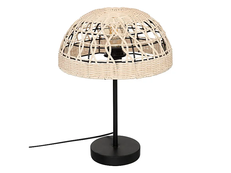 Lampe à poser, lampadaire droit en osier/métal coloris beige - D. 30 x H. 41.5 cm