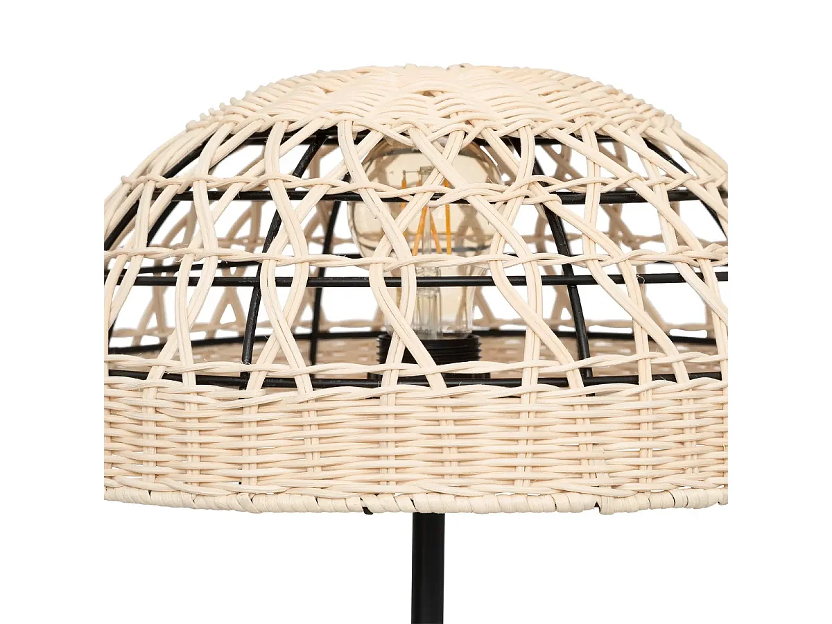 Lampe à poser, lampadaire droit en osier/métal coloris beige - D. 30 x H. 41.5 cm