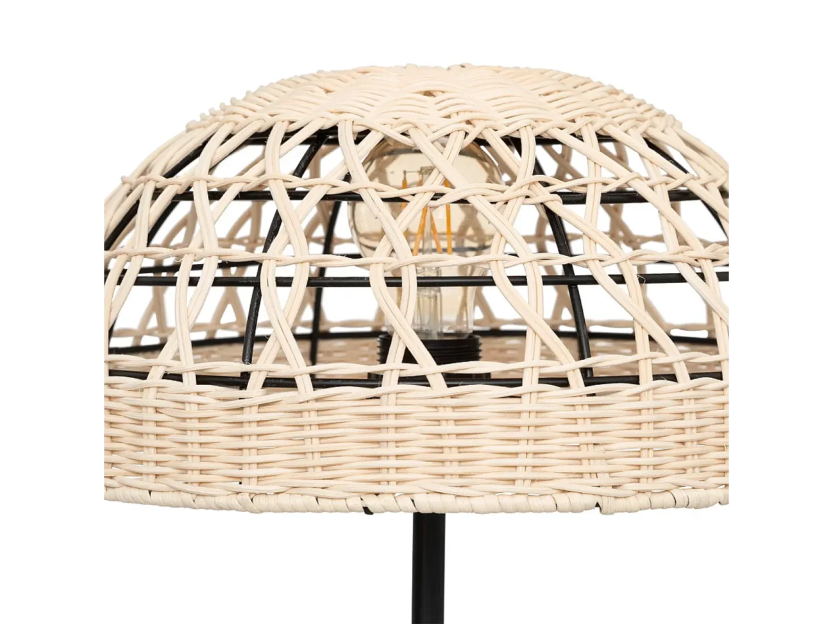 Lampe à poser, lampadaire droit en osier/métal coloris beige - D. 30 x H. 41.5 cm