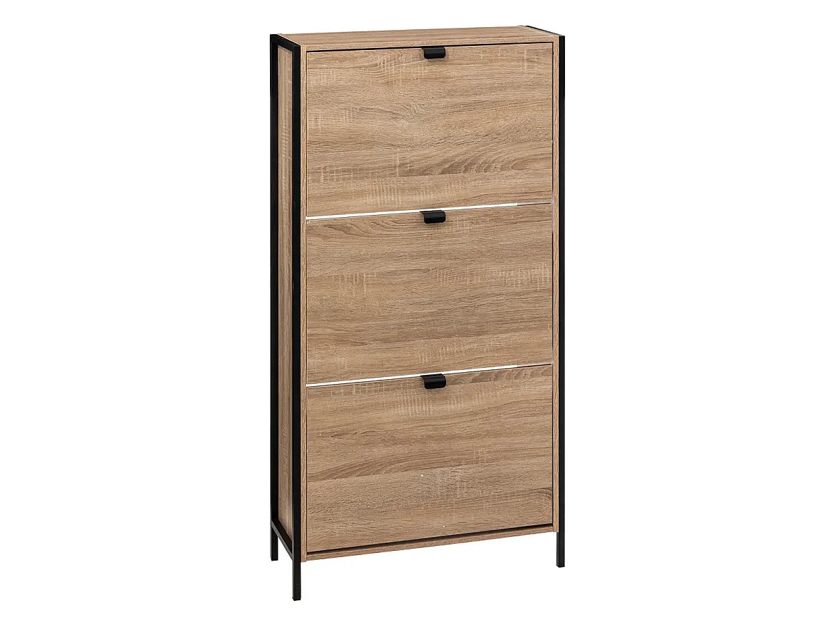 Meuble à chaussures, range chaussures en panneaux de particules/métal coloris naturel