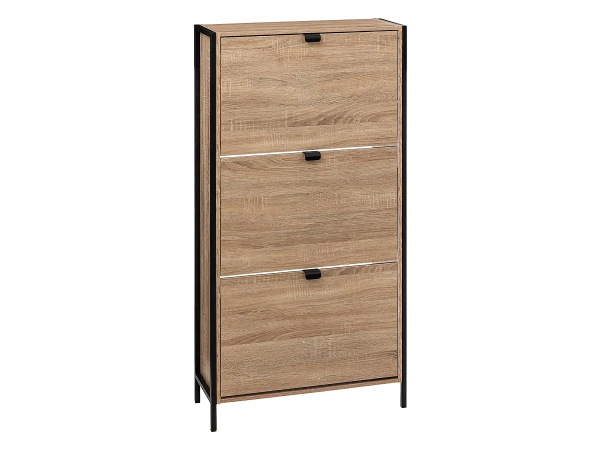 Meuble à chaussures, range chaussures en panneaux de particules/métal coloris naturel