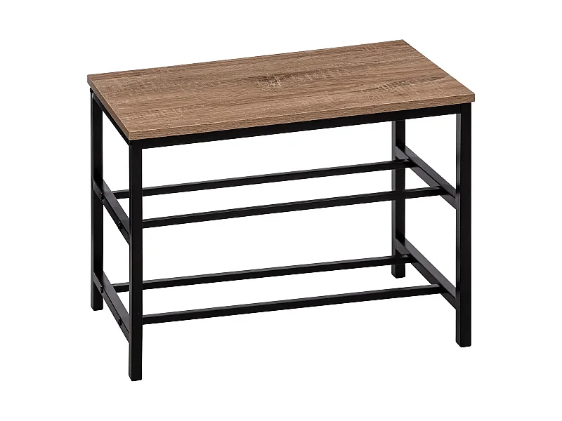 Banc range chaussures en panneaux de particules/métal coloris naturel