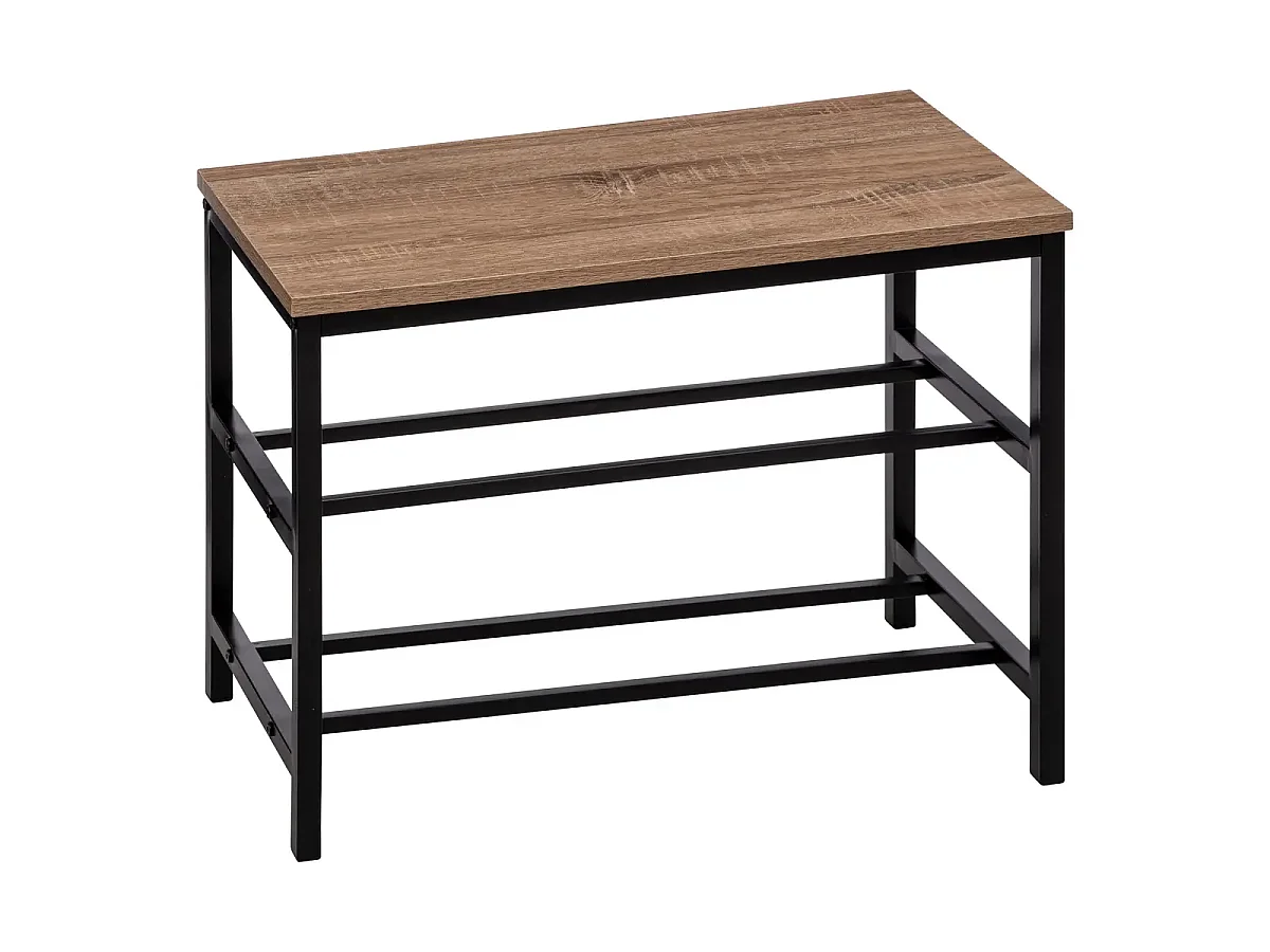 Banc range chaussures en panneaux de particules/métal coloris naturel