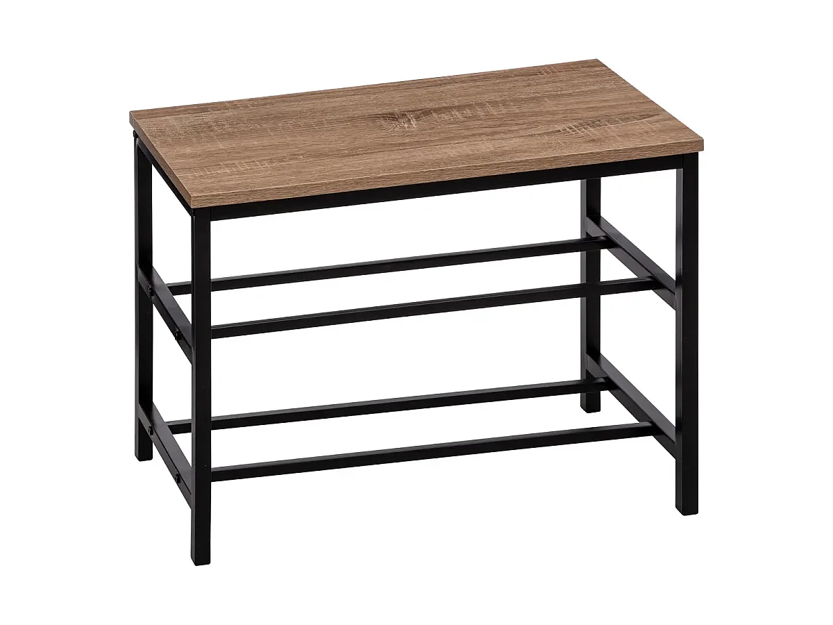 Banc range chaussures en panneaux de particules/métal coloris naturel