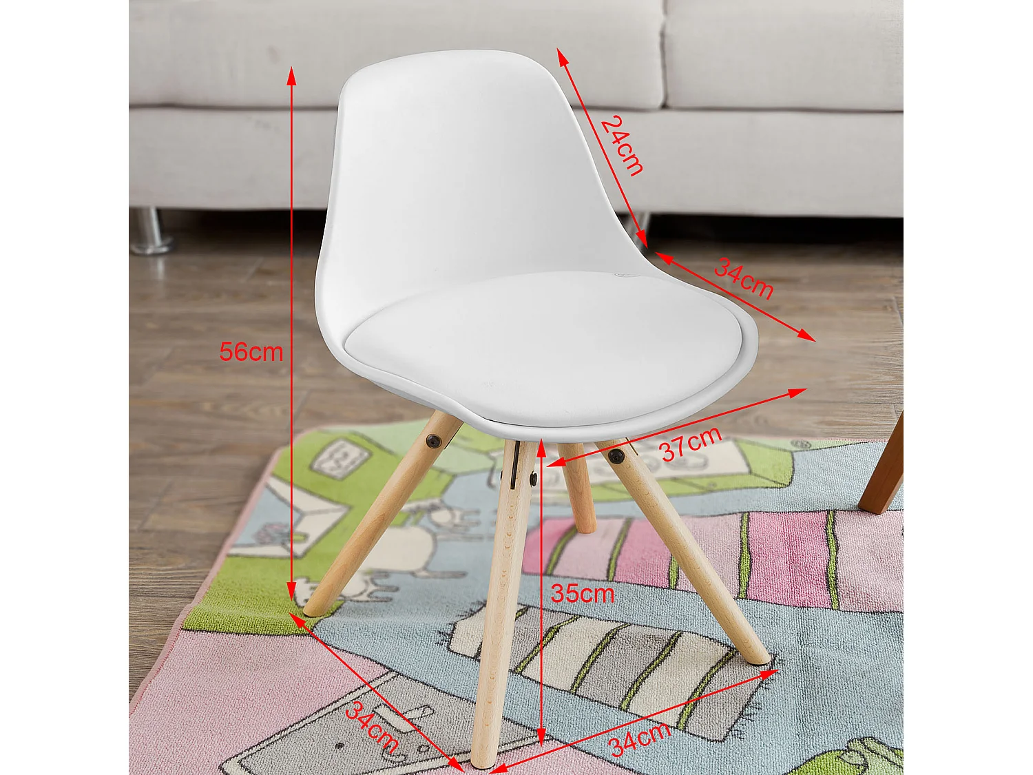 Fauteuil Enfant Chaise Confortable en Bouleau pour enfant avec assise rembourrée haute qualité- Blanc FST46-W SoBuy