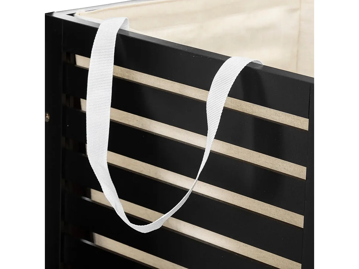 Panier à linge avec couvercle en bois coloris noir - L. 40 x P. 38 x H. 58 cm