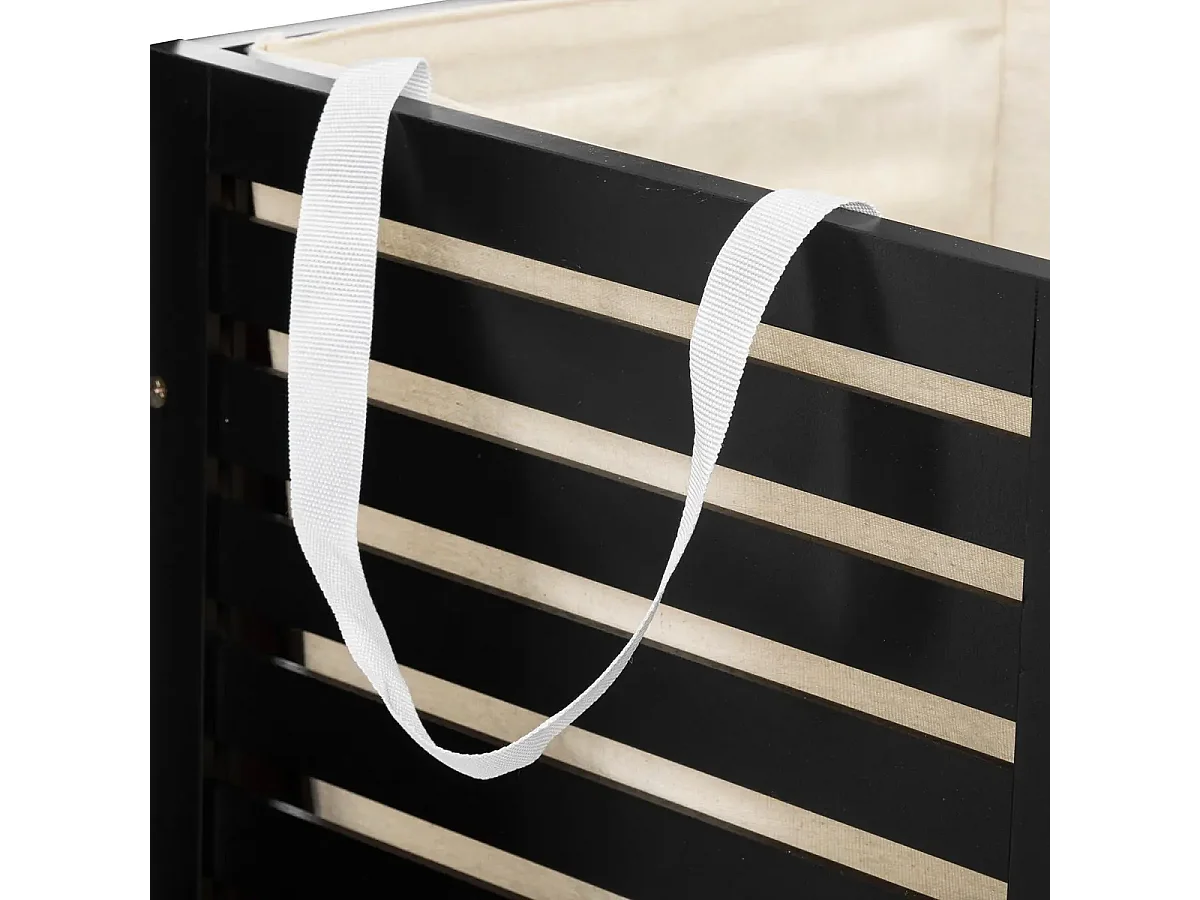 Panier à linge avec couvercle en bois coloris noir - L. 40 x P. 38 x H. 58 cm