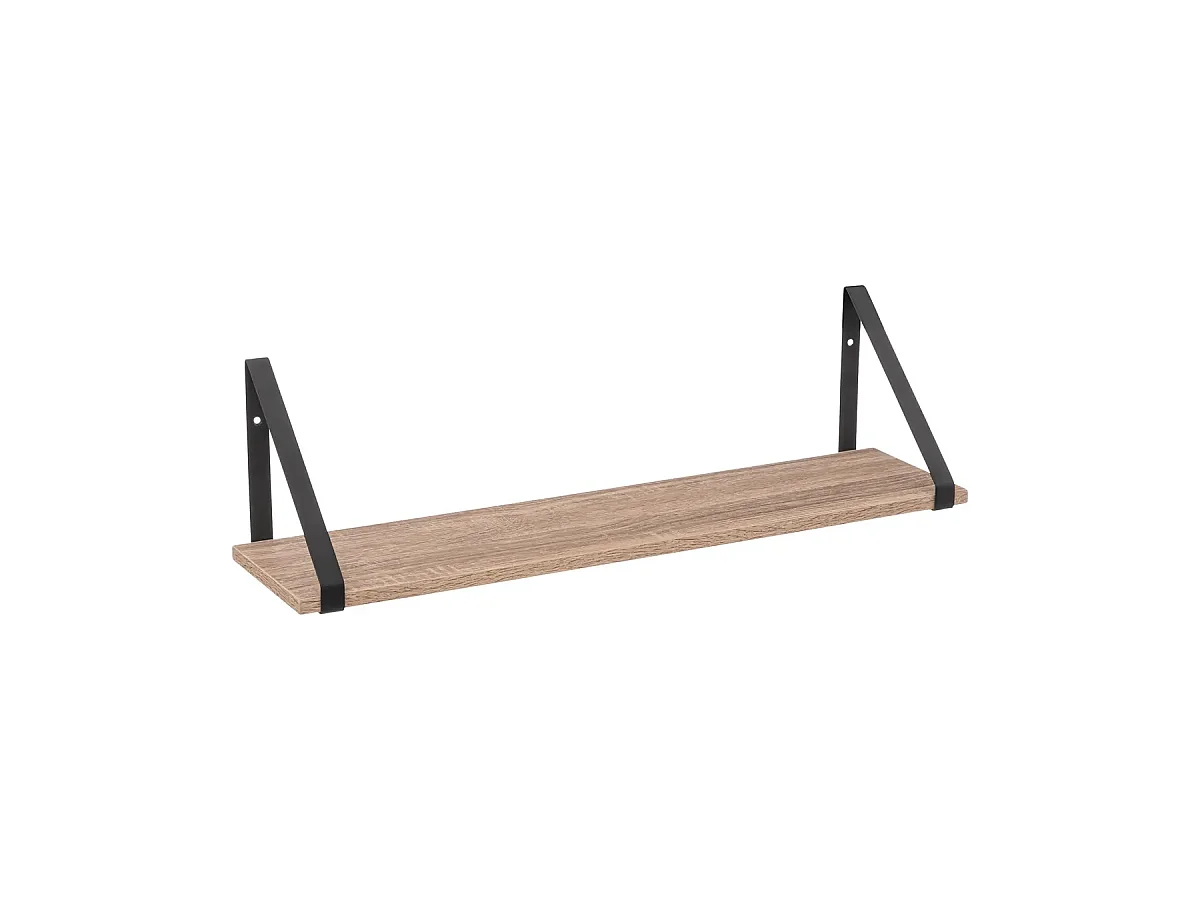Ensemble étagère murale en MDF avec équerres en métal noir - L. 58 x P. 16 x H. 15 cm