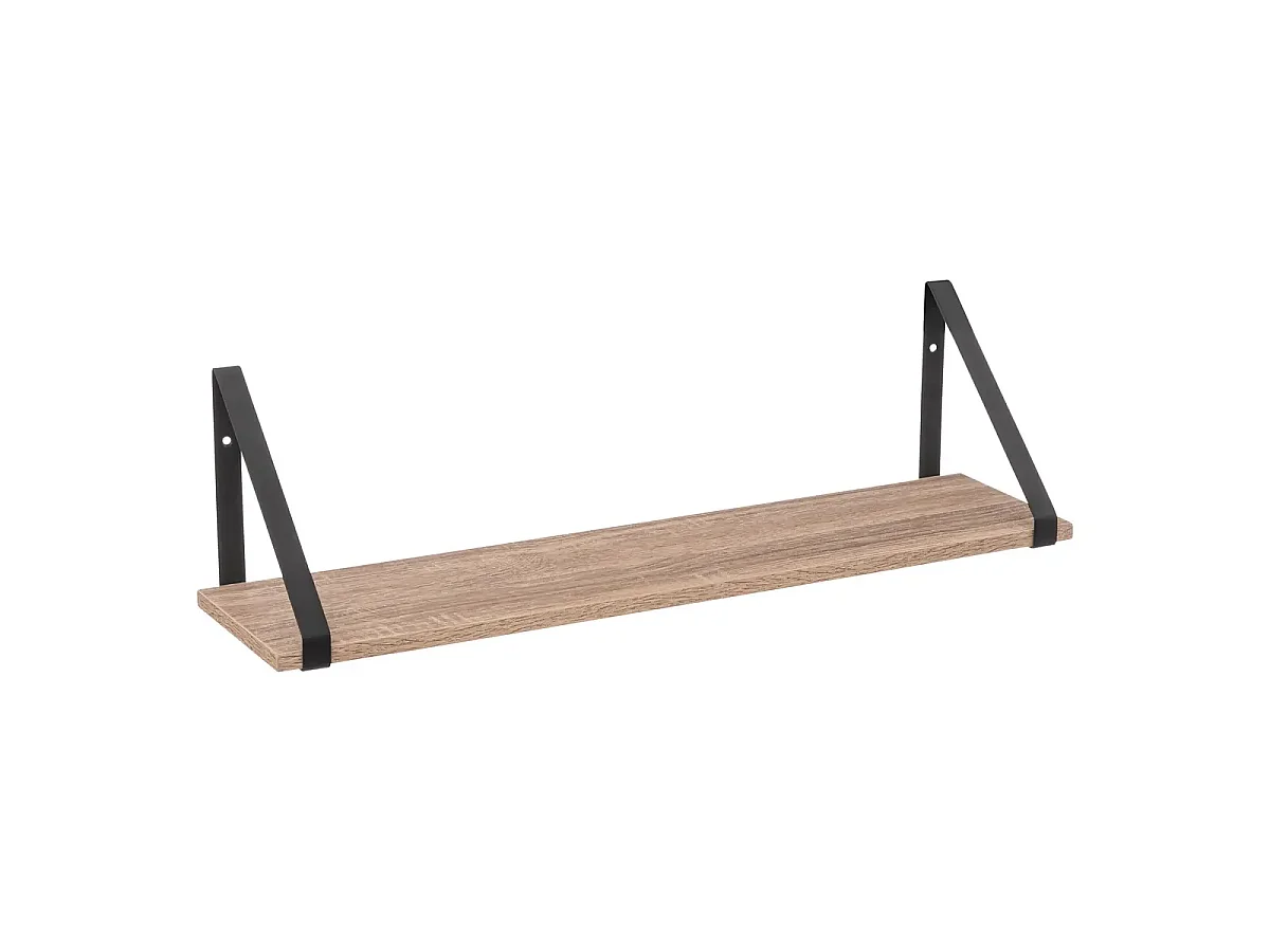 Ensemble étagère murale en MDF avec équerres en métal noir - L. 58 x P. 16 x H. 15 cm