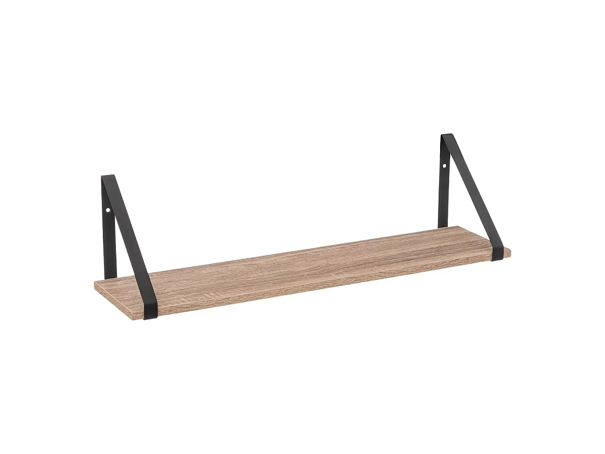 Ensemble étagère murale en MDF avec équerres en métal noir - L. 58 x P. 16 x H. 15 cm