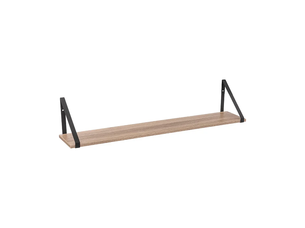 étagère murale en MDF avec équerres en métal noir - L. 78 x P. 16 x H. 15 cm