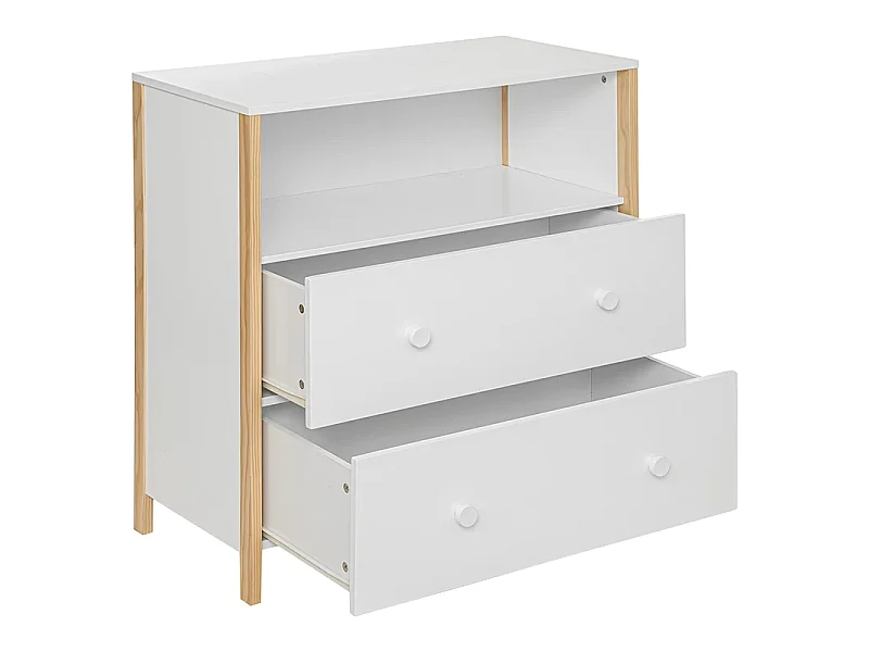 Commode pour chambre d'enfant en bois coloris blanc - L. 85 x P. 40 x H. 80 cm