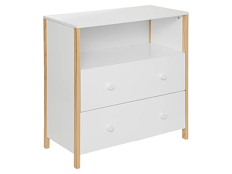 Commode pour chambre d'enfant en bois coloris blanc - L. 85 x P. 40 x H. 80 cm