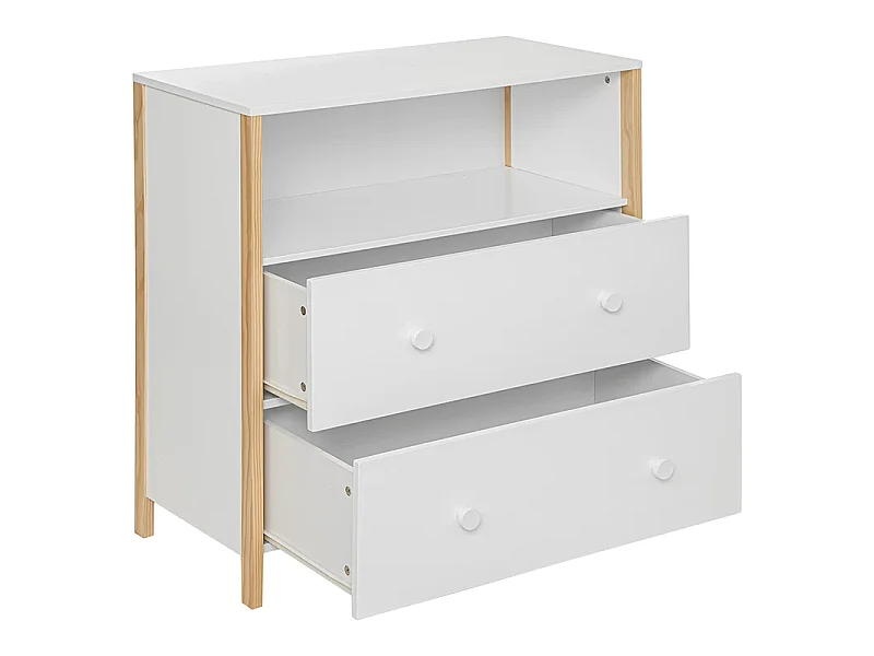 Commode pour chambre d'enfant en bois coloris blanc - L. 85 x P. 40 x H. 80 cm