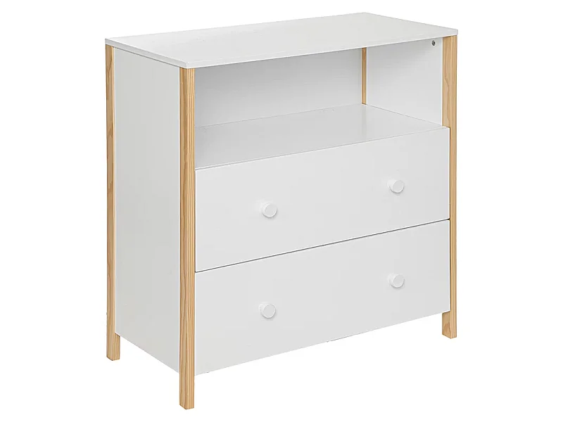 Commode pour chambre d'enfant en bois coloris blanc - L. 85 x P. 40 x H. 80 cm
