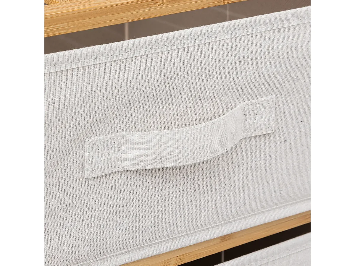 Etagère avec 3 tiroirs en polyester et bambou coloris lin/naturel