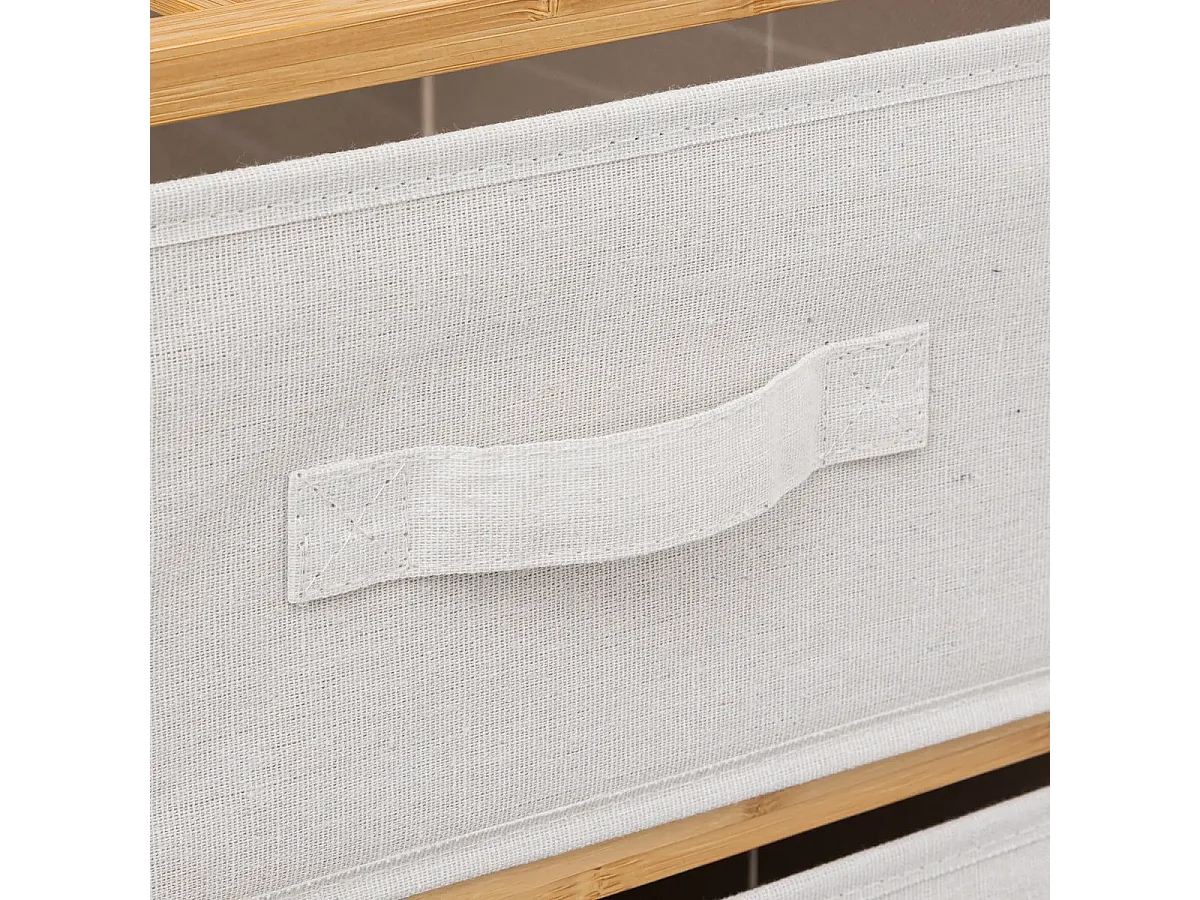 Etagère avec 3 tiroirs en polyester et bambou coloris lin/naturel