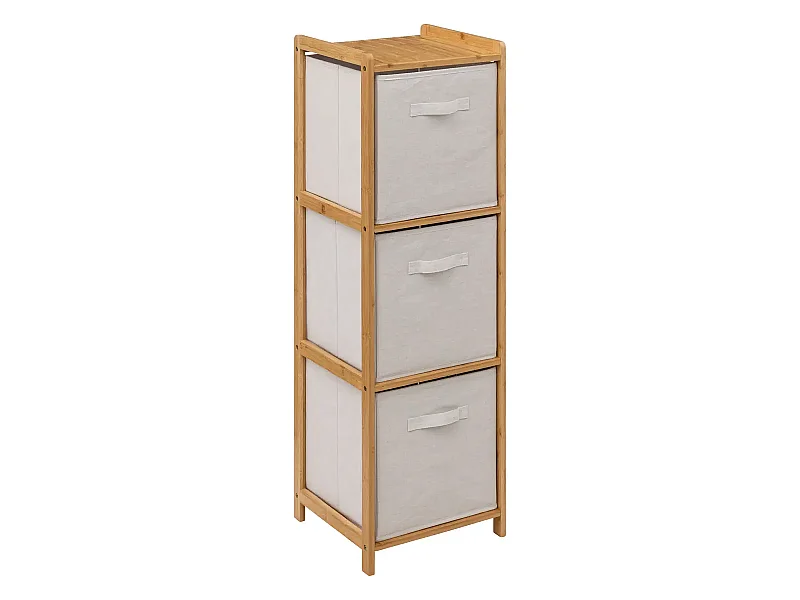 Etagère avec 3 tiroirs en polyester et bambou coloris lin/naturel