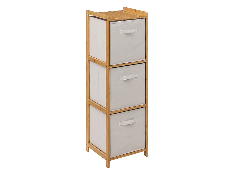 Etagère avec 3 tiroirs en polyester et bambou coloris lin/naturel