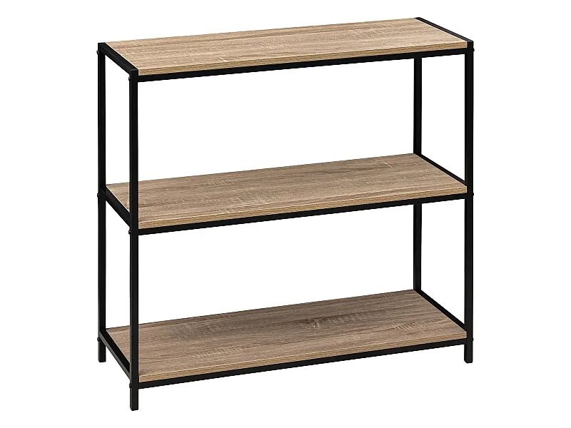 Console en MDF chêne et métal noir - Longueur 80 x Hauteur 30 x Profondeur 80 cm