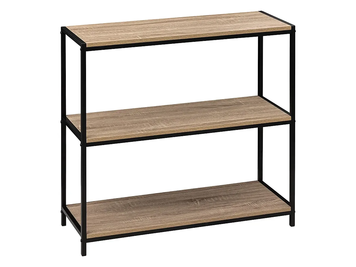 Console en MDF chêne et métal noir - Longueur 80 x Hauteur 30 x Profondeur 80 cm