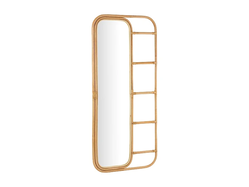 Miroir Échelle Déco en Rotin "Ellen" 180cm Naturel