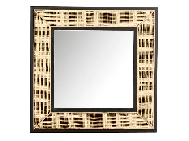 Miroir Mural en Rotin "Molly" 80cm Naturel & Noir