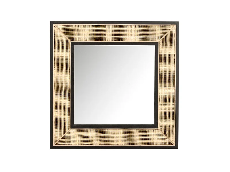 Miroir Mural en Rotin "Molly" 80cm Noir & Beige