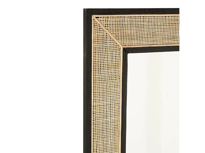 Miroir Mural en Rotin "Molly" 80cm Naturel & Noir