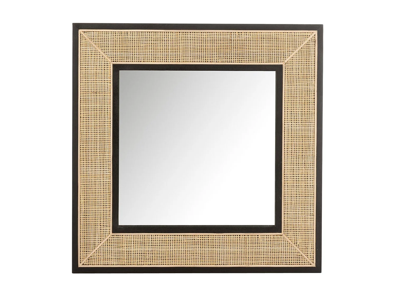 Miroir Mural en Rotin "Molly" 80cm Naturel & Noir