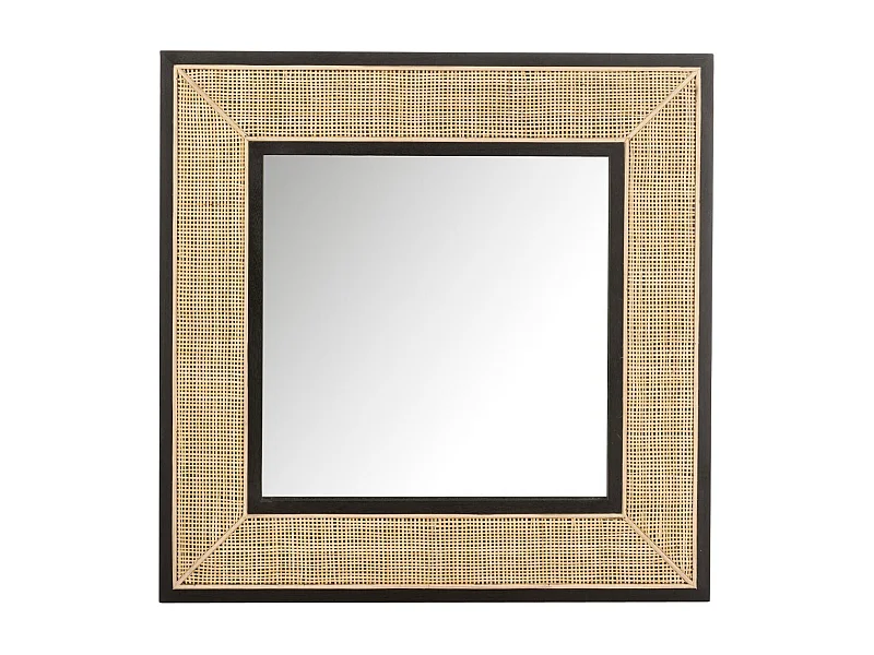 Miroir Mural en Rotin "Molly" 80cm Naturel & Noir