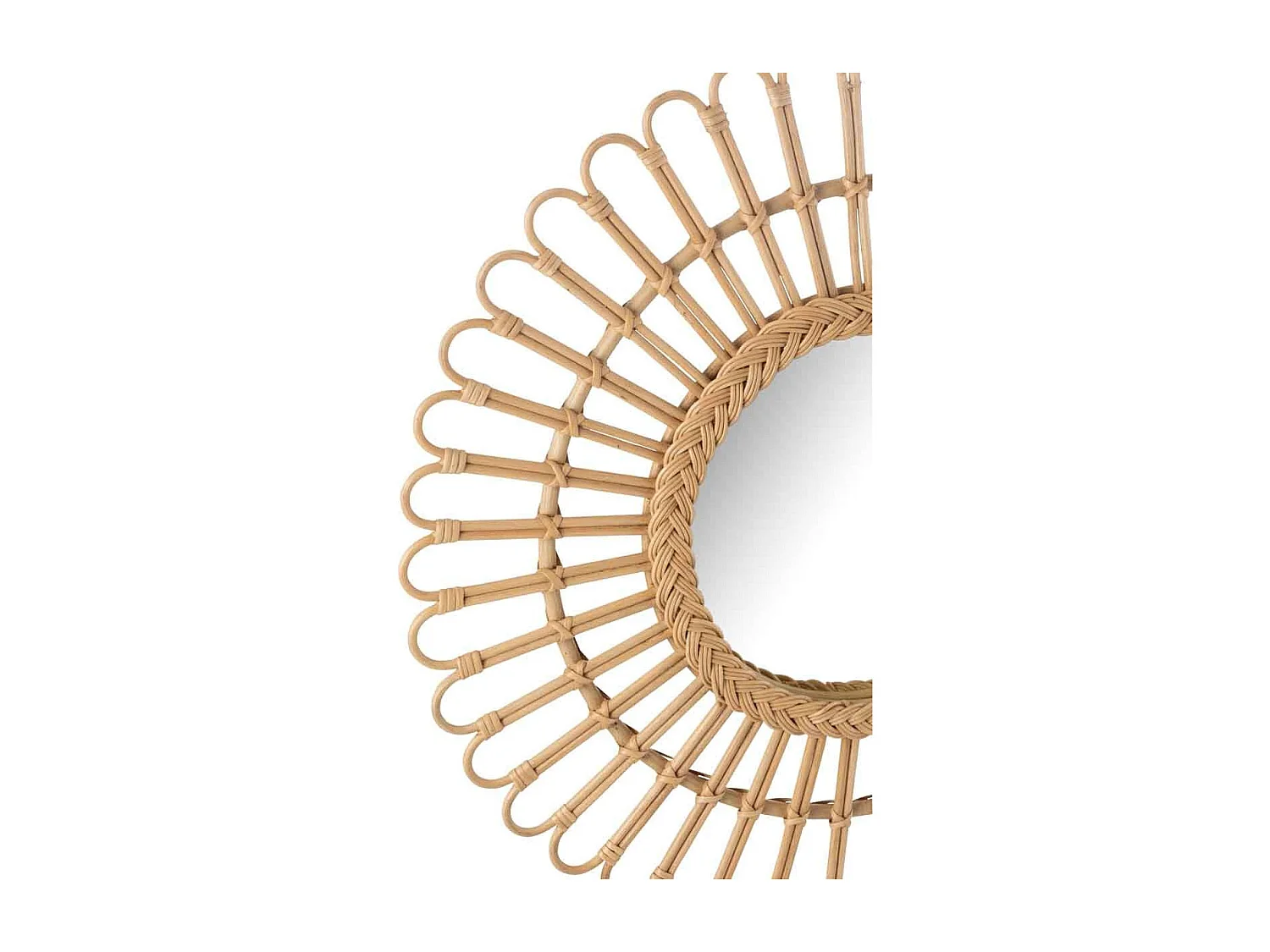 Miroir Mural Déco en Rotin "Ellen" 60cm Naturel