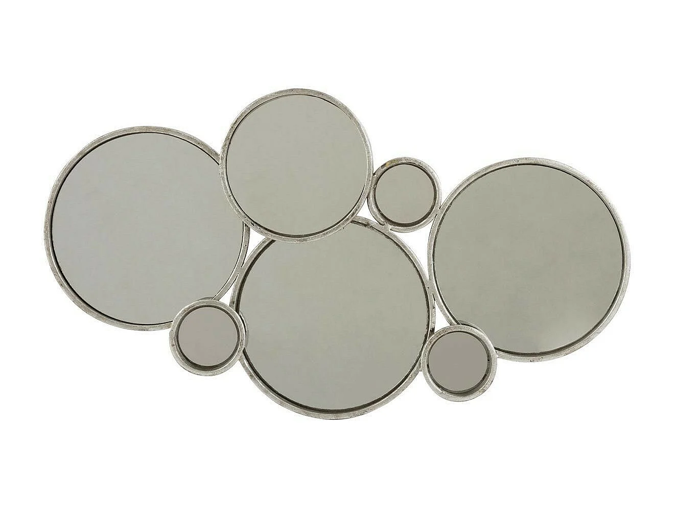 Miroir Mural Design "6 Ronds" 57cm Argent