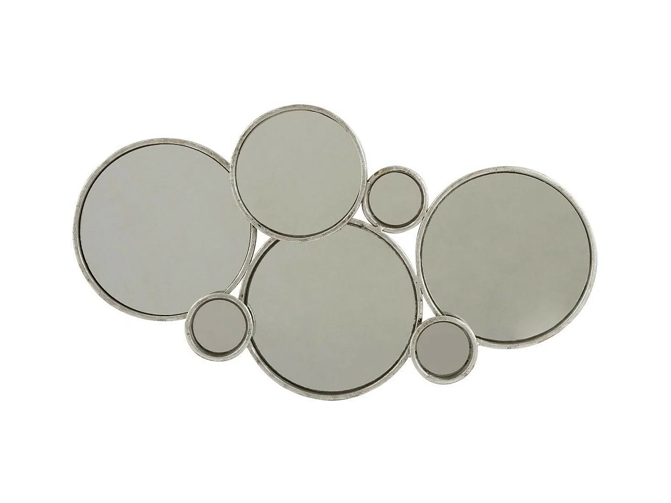 Miroir Mural Design "6 Ronds" 57cm Argent