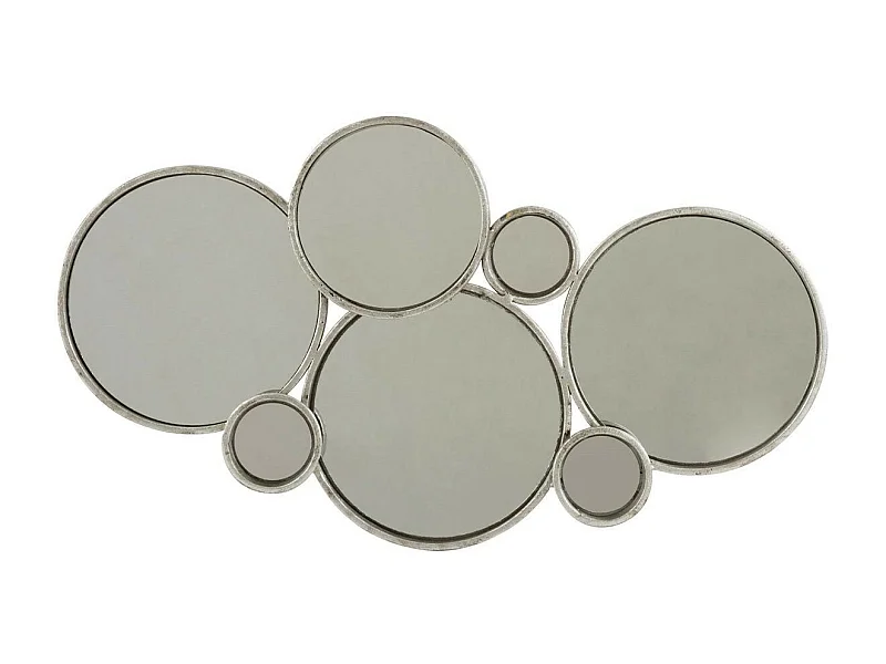 Miroir Mural Design "6 Ronds" 57cm Argent