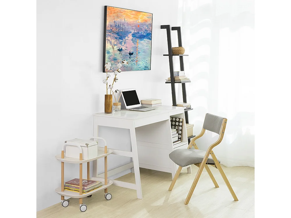 Chaise pliante en bois avec assise rembourrée, Chaise pliable pour Cuisine, Bureau FST40-HG SoBuy