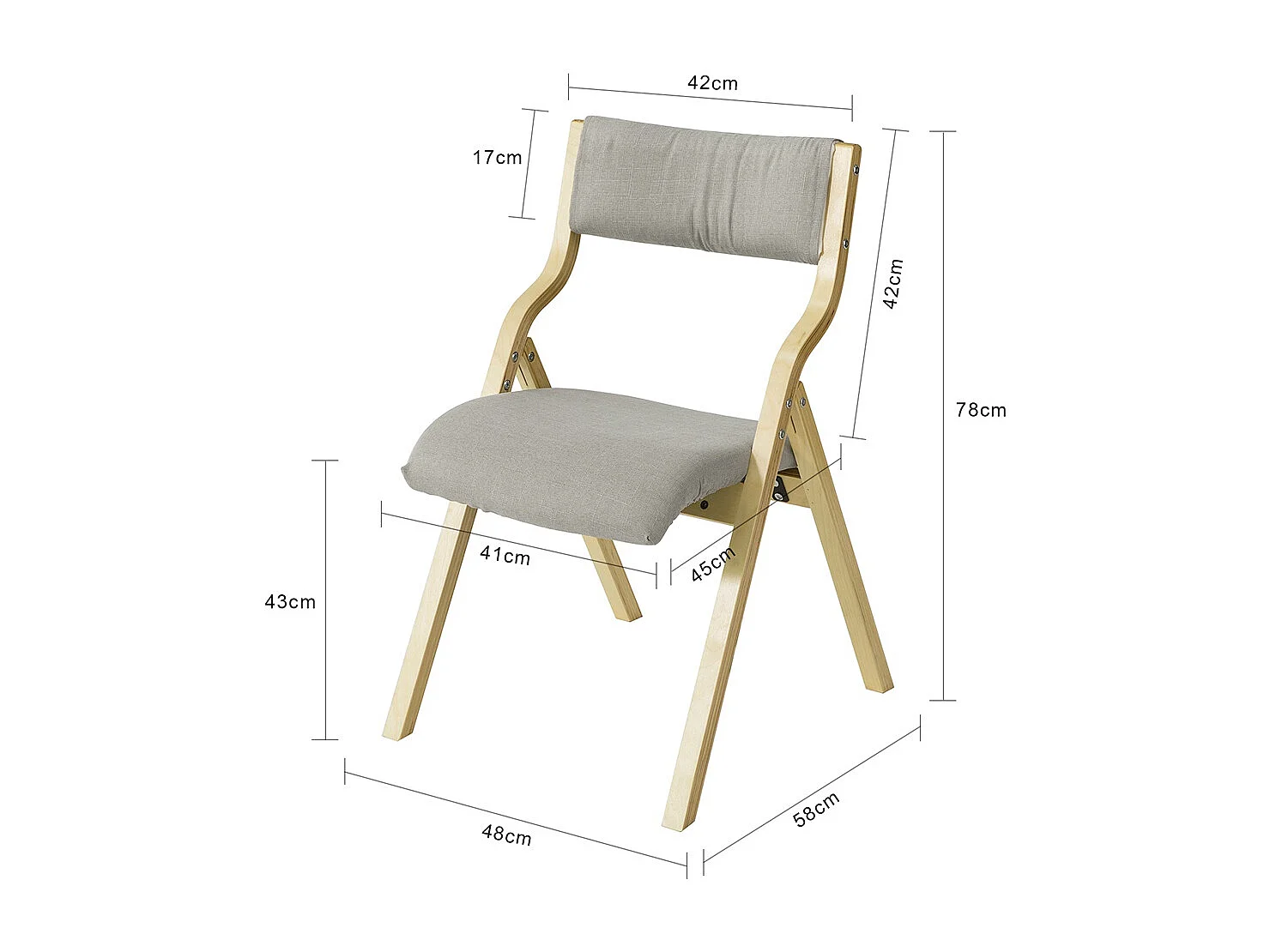 Chaise pliante en bois avec assise rembourrée, Chaise pliable pour Cuisine, Bureau FST40-HG SoBuy