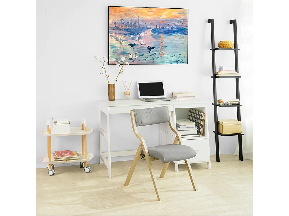 Chaise pliante en bois avec assise rembourrée, Chaise pliable pour Cuisine, Bureau FST40-HG SoBuy