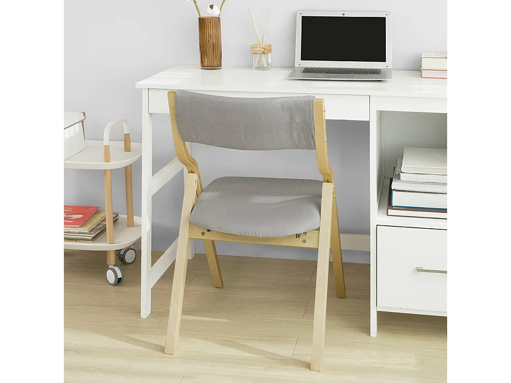 Chaise pliante en bois avec assise rembourrée, Chaise pliable pour Cuisine, Bureau FST40-HG SoBuy
